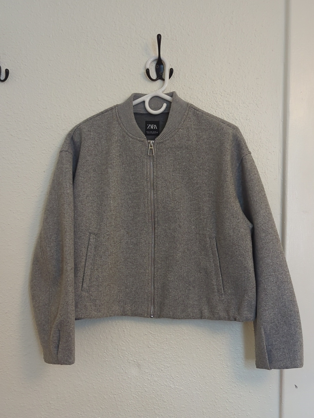 Zara Cropped Felted Bomber Jacket